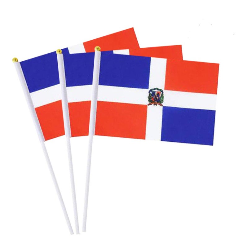 mflagperft Dominica Flag Dominican Flag, Small Mini Handheld Dominica Flags on Stick, Ideal for Party Parades Sports Events Patriotic Festival Decorations - Image 1